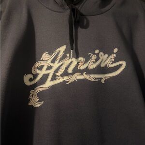 AMIRI Black Hoodie with Cream Logo